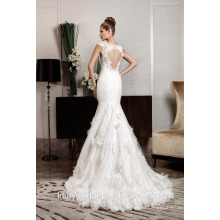 ZM16029 3D Flower Appliqued Fashion Designer Wedding Dresses romantic Sexy Open Back Mermaid Bridal Gown GuangZhou Factory